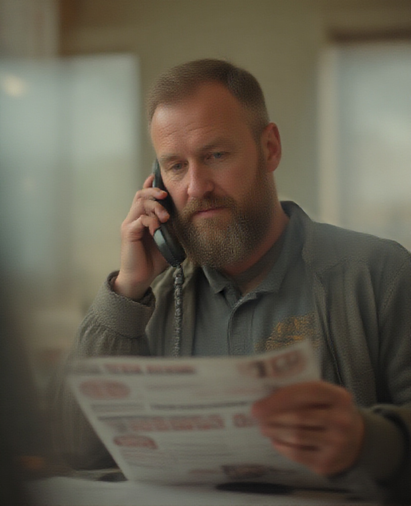 operator on phone with printed quote