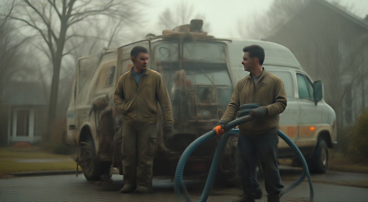 carpet cleaning service truck or van at a residential job site