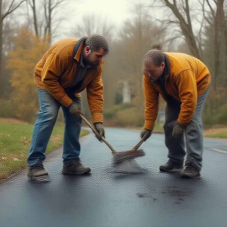 Driveway Sealing operator at work