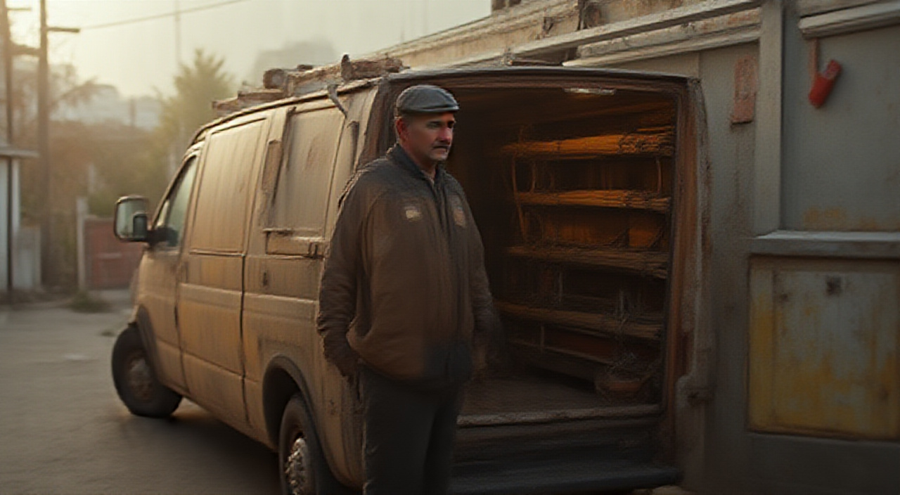 electrical service truck or van at a residential job site