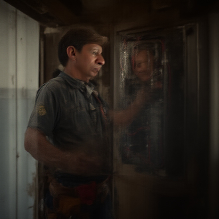 Master electrician working inside a residential breaker panel