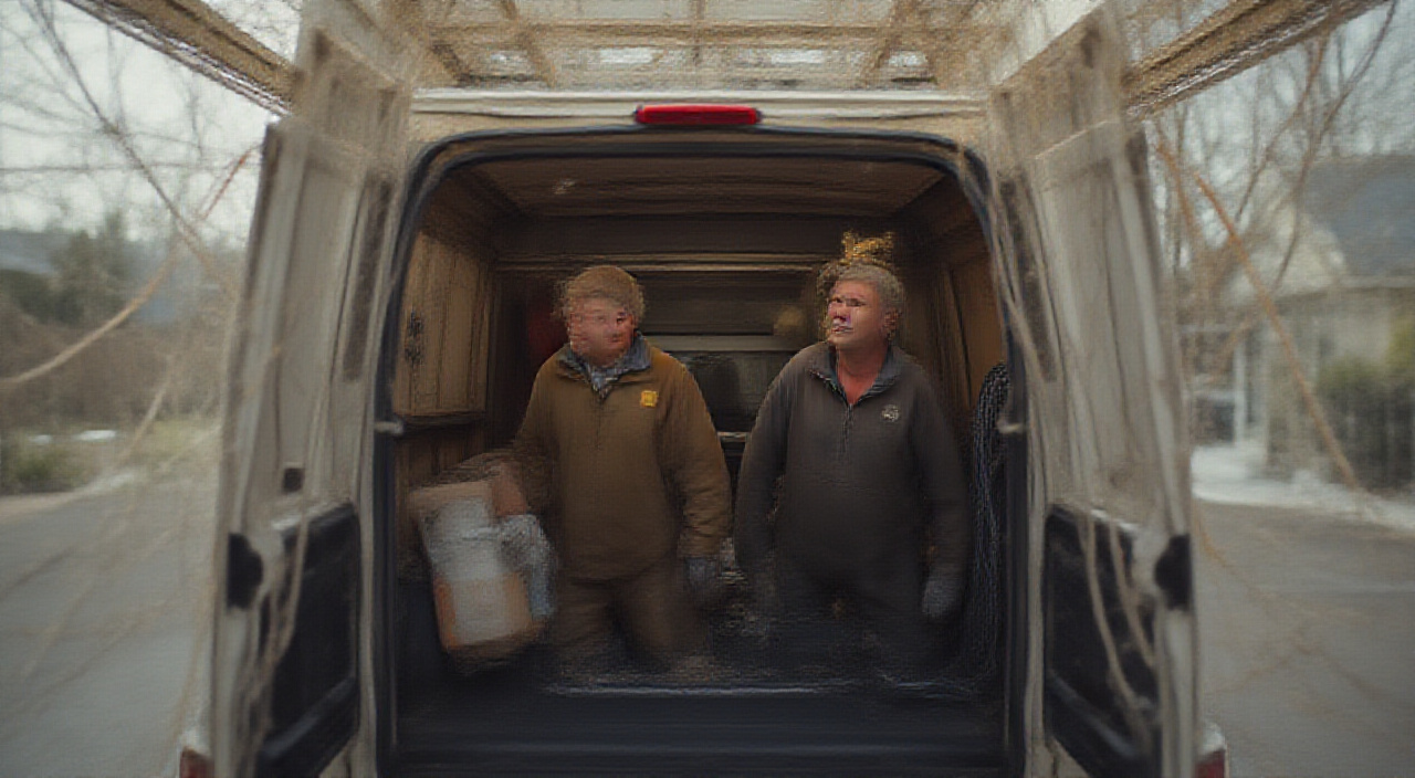 garage doors service truck or van at a residential job site