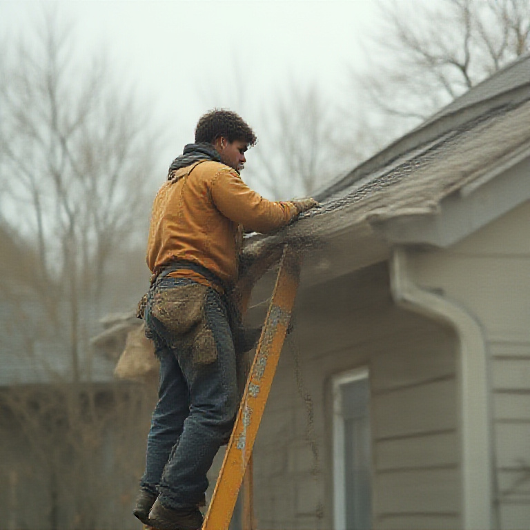 Gutter Install/Repair operator at work