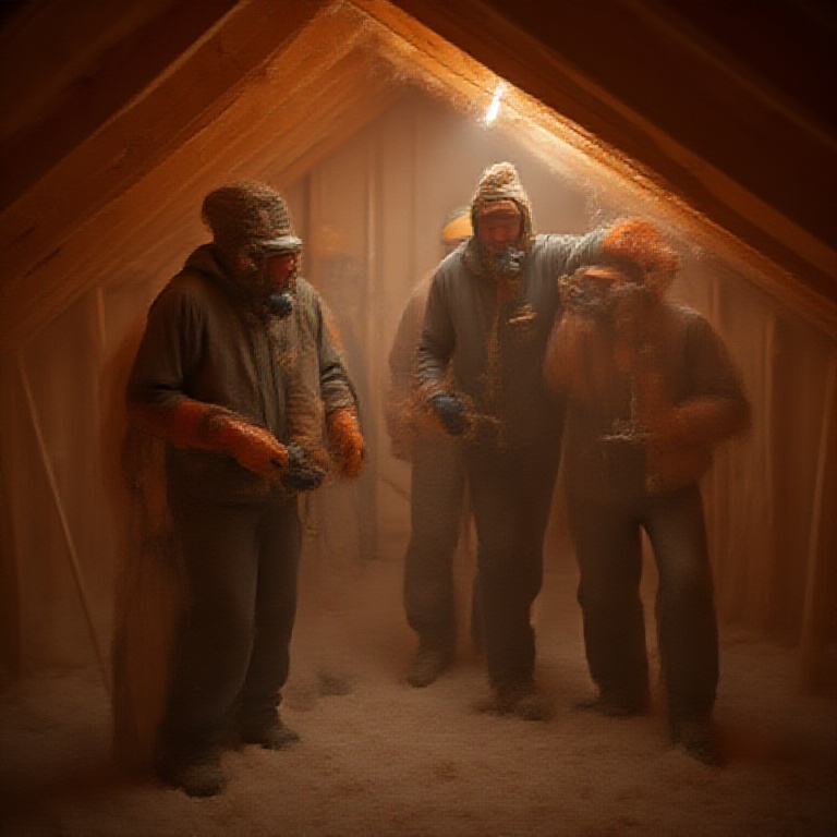 Insulation operator working on a real residential service call