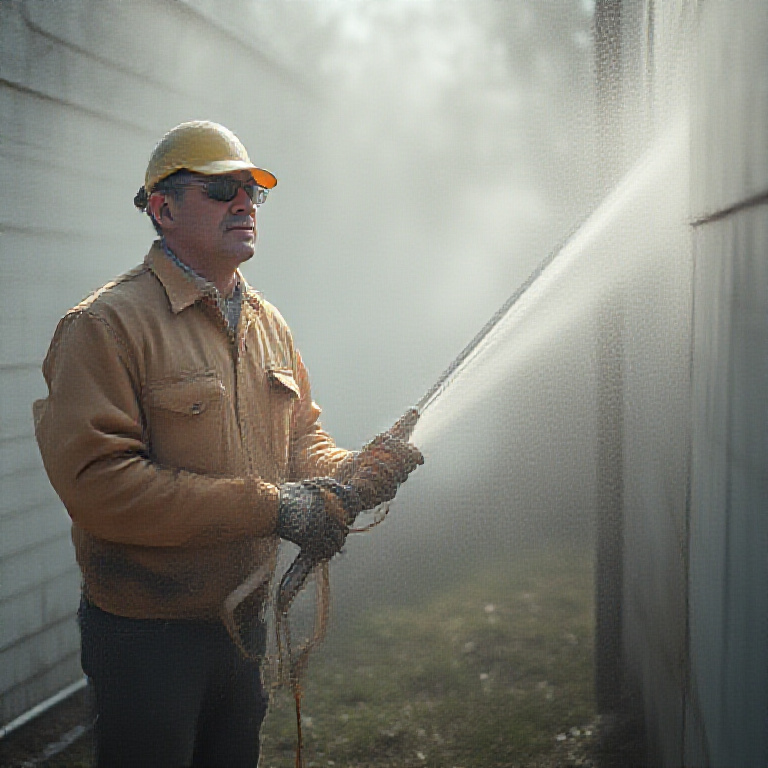 Power Washing operator at work
